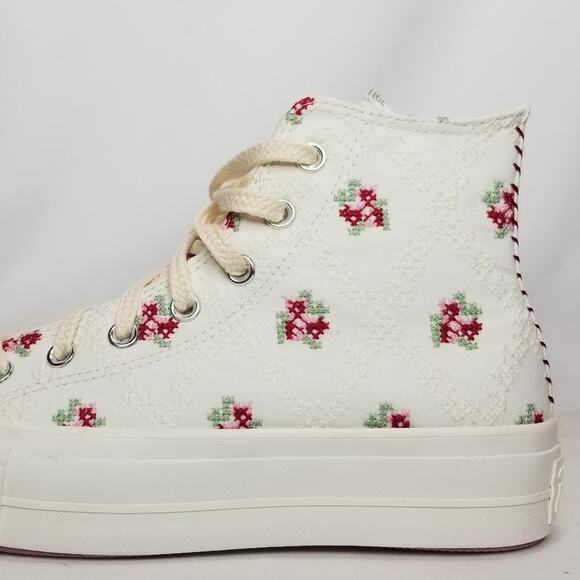 Converse Women CTAS Rose Cross Stitch Lift Platform Size 8.5 Vintage A13659C NWT - Picture 5 of 8